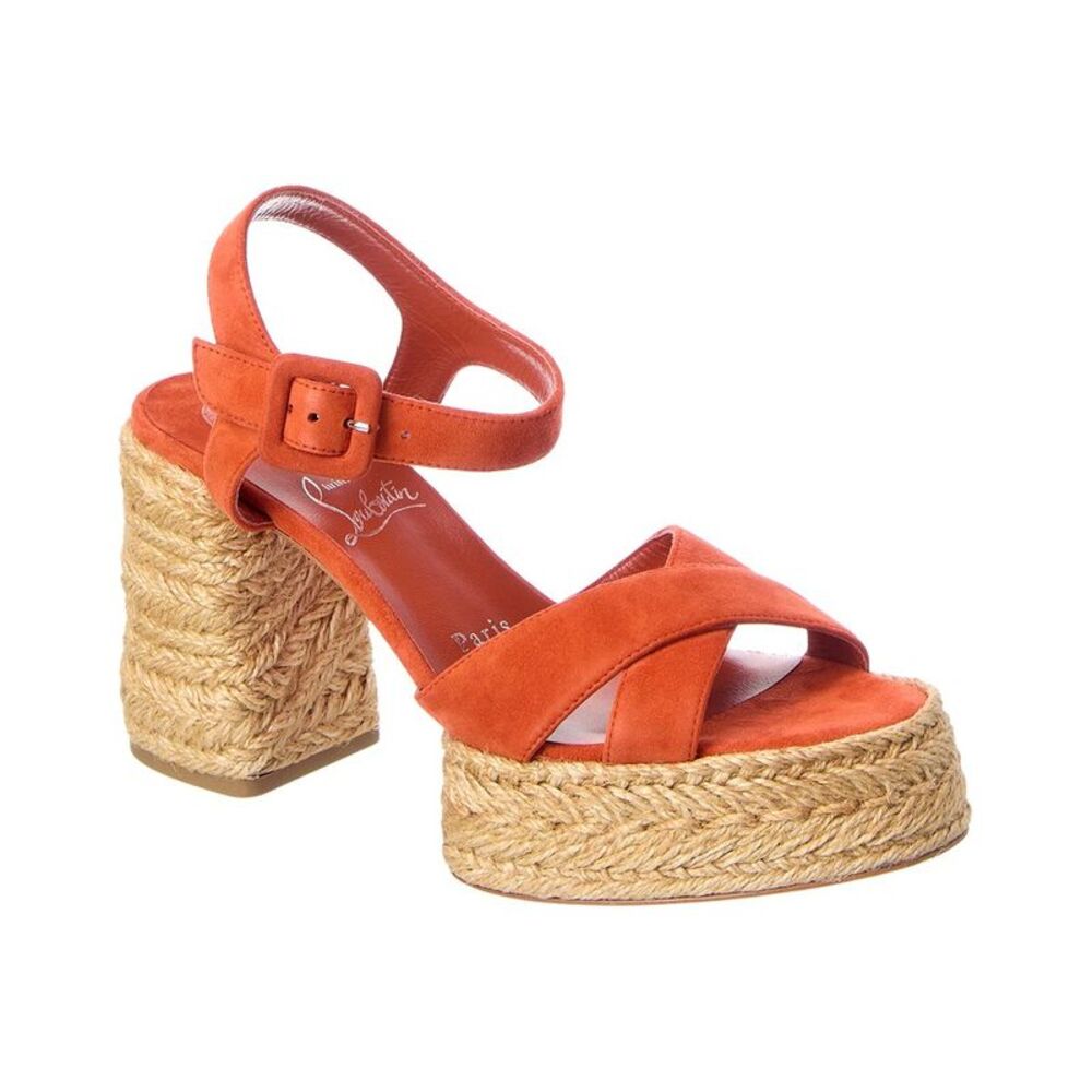 Christian Louboutin Calakala 85 Suede Platform Sandal, Orange